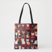 patchwork katten Ai art canvas tas (Voorkant)