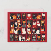 patchwork katten AI kunst briefkaart (Voorkant / Achterkant)