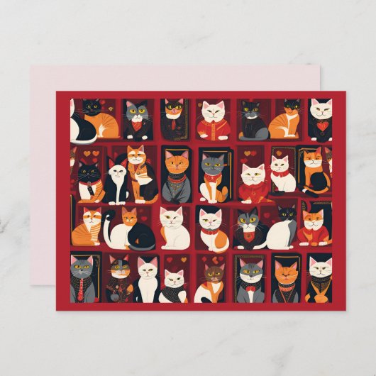 patchwork katten AI kunst briefkaart (Voorkant / Achterkant)