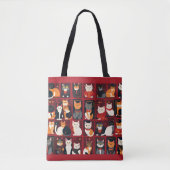 patchwork katten AI kunst canvas tas (Voorkant)