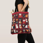 patchwork katten AI kunst canvas tas (Dichtbij)