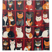 patchwork katten AI kunst douchegordijn (Voorkant)