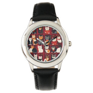 patchwork katten AI kunst horloge