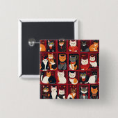 patchwork katten AI kunst knop Vierkante Button 5,1 Cm (Voorkant /achterkant)