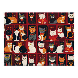 patchwork katten AI kunst poster