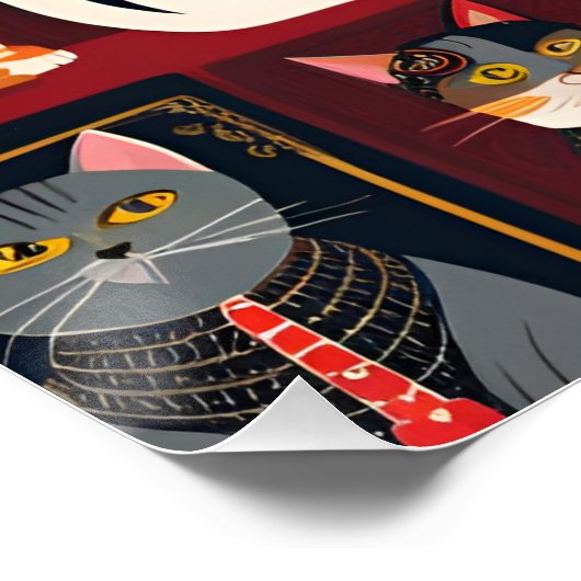 patchwork katten AI kunst poster (Hoek)