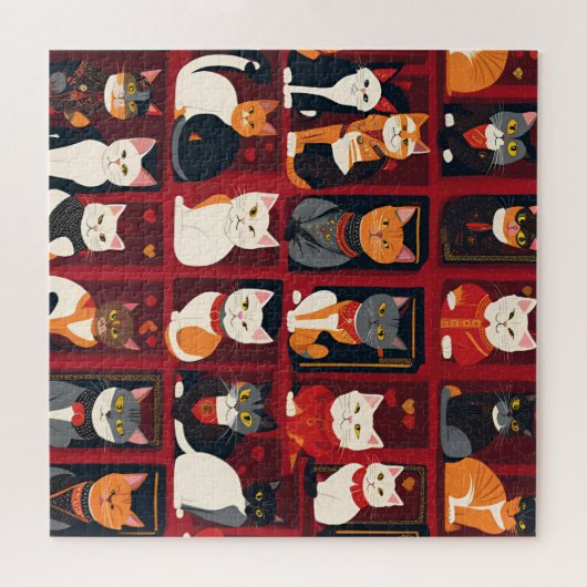 patchwork katten AI kunst puzzel (Horizontaal)