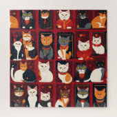 patchwork katten AI kunst puzzel (Verticaal)