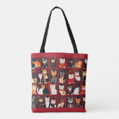 patchwork katten AI kunst tote tas (Achterkant)