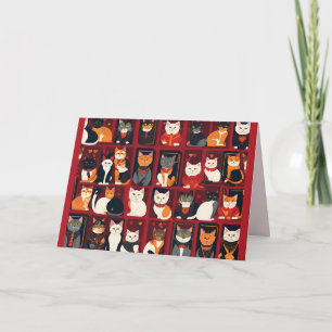 patchwork katten AI kunst wenskaart Kaart
