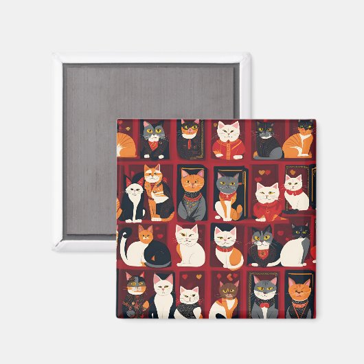 patchwork katten AI kunstmagneet Magneet (Voorkant / Achterkant)