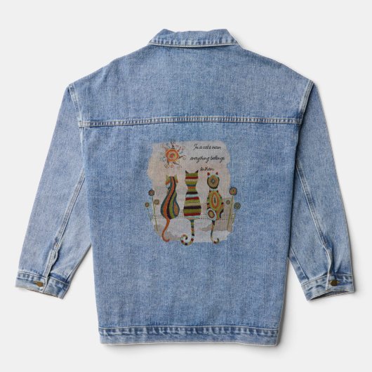 Patchwork Katten Denim Jas Denim Jacket (Achterkant)