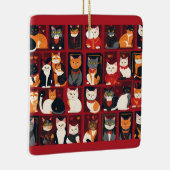 patchwork katten keramische AI kunst ornament (Rechts)