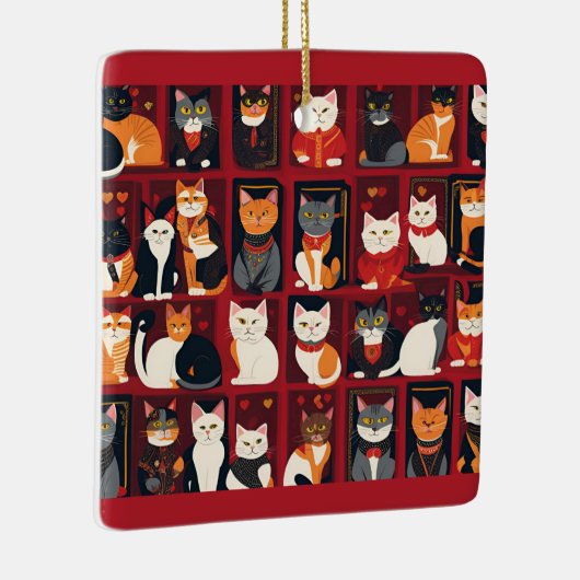 patchwork katten keramische AI kunst ornament (Rechts)