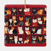 patchwork katten keramische AI kunst ornament (Achterkant)