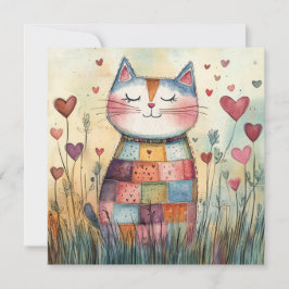 Patchwork Katten Valentijnskaart Feestdagenkaart