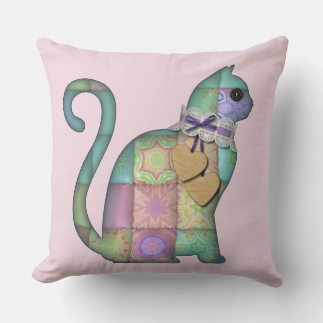 patchwork kattenkussen kussen (Voorkant)