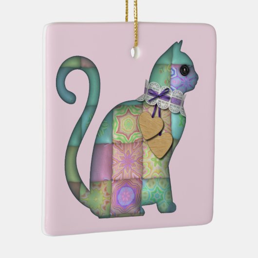 patchwork kattenversiering keramisch ornament (Rechts)