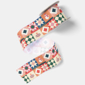 Patchwork Kerst Multi Kleur Satijnen Lint (Achterkant)