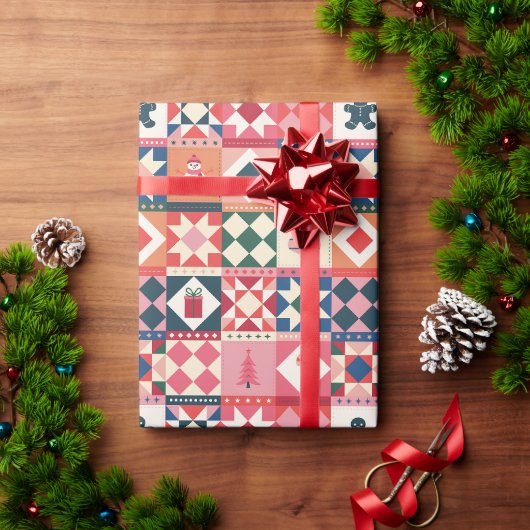Patchwork Kerst Multikleurig Cadeaupapier (Feestdagen Geschenken)