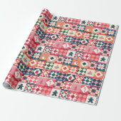 Patchwork Kerst Multikleurig Cadeaupapier (Uitgerold)