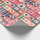Patchwork Kerst Multikleurig Cadeaupapier (Hoek)