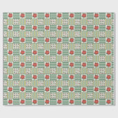 Patchwork Kerst Poinsettia Bloempatroon Cadeaupapier (Vlak)