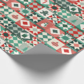 Patchwork Kerst Rood en Groen Cadeaupapier (Hoek)