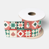 Patchwork Kerst Rood en Groen Satijnen Lint (Spoel)