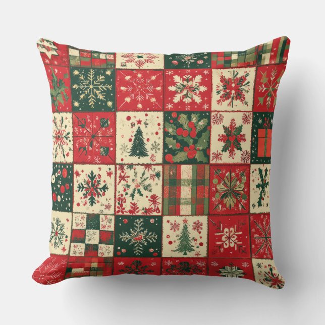  Patchwork kerst Sierkussen (Voorkant)