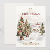 Patchwork Kerstbomen Familie Rendier TMF26 Feestdagenkaart (Voorkant / Achterkant)