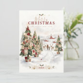 Patchwork Kerstbomen Familie Rendier TMF26 Feestdagenkaart (Staand voorkant)
