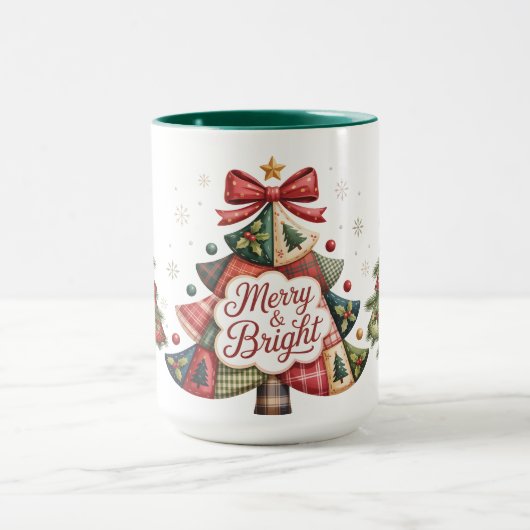 Patchwork Kerstbomen  Mok (Midden)