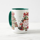 Patchwork Kerstbomen  Mok (Voorkant links)