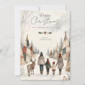 Patchwork Kerstbomen Rendier Winter TMF26 Feestdagenkaart (Voorkant)