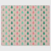 Patchwork kerstbomen roze cadeaupapier (Vlak)