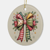 Patchwork Kerstboog Cozy Rustieke Feestdagen Keramisch Ornament (Links)