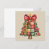 Patchwork Kerstboom Coquette Kerstboom  Feestdagenkaart (Voorkant / Achterkant)