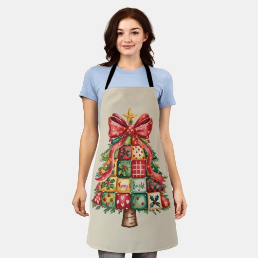 Patchwork kerstboom Coquette kerstboom Schort (Gedragen)