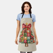 Patchwork Kerstboom Coquette Kerstmis Boom  Schort (Gedragen)