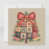 Patchwork Kerstboom Coquette Kerstmis Vakantie Feestdagenkaart (Voorkant)