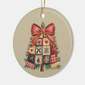 Patchwork Kerstboom Coquette Kerstmis Vakantie Keramisch Ornament (Links)