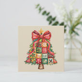 Patchwork Kerstboom Coquette Xmas Boom  Feestdagenkaart (Staand voorkant)