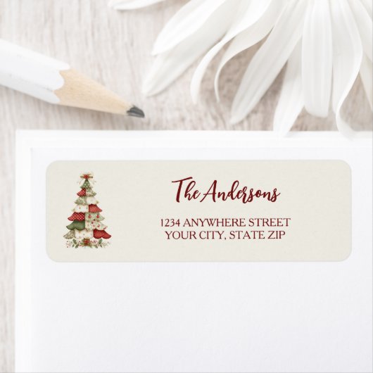 Patchwork kerstboom etiket (Insitu)