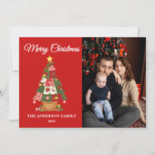 Patchwork kerstboom foto feestdagenkaart (Voorkant)