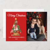 Patchwork kerstboom foto feestdagenkaart (Voorkant / Achterkant)