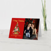 Patchwork Kerstboom Foto Folie Feestdagenkaart (Voorkant)