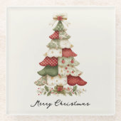 Patchwork kerstboom glazen onderzetter (Voorkant)