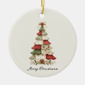 Patchwork kerstboom kerstversiering keramisch ornament (Voorkant)