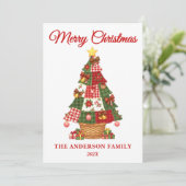 Patchwork kerstboom niet-foto feestdagenkaart (Staand voorkant)